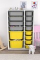 Dulap multifunctional, Estella, Rine 2D4K8U, Alb / Gri / Galben