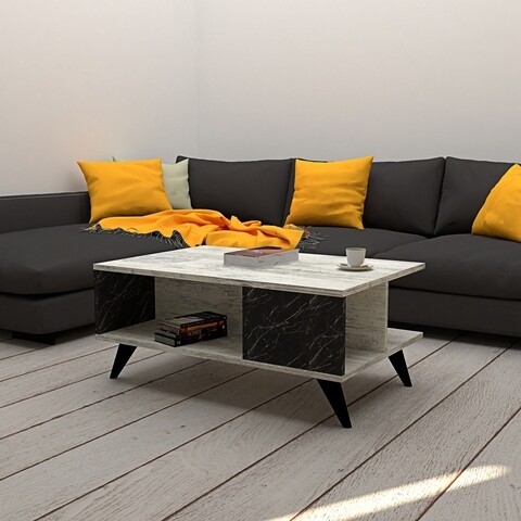 Masuta de cafea Seda, Puqa Design, 90x60x39,5 cm, alb/negru 90x60x395