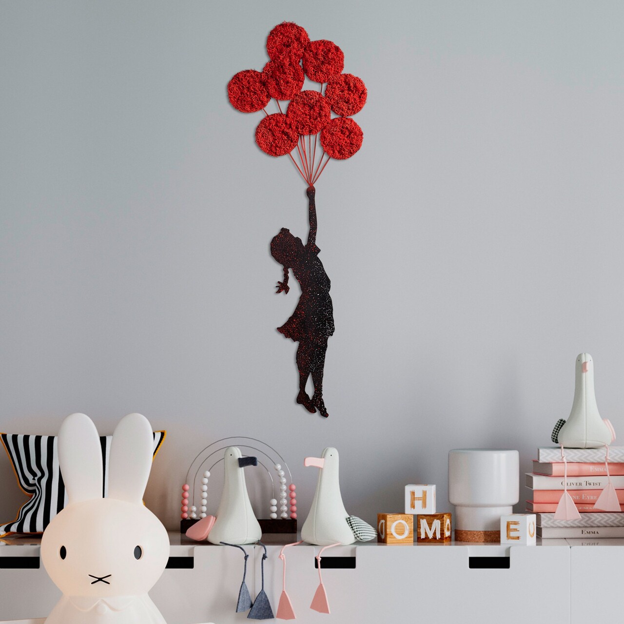 Decoratiune de perete, Banksy, 100 x 34 cm, Roșu/Negru - view 2