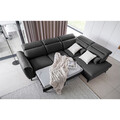 Coltar extensibil dreapta 4 locuri ELTAP, RT-06SAV, Noble, 255x201x100 cm, lemn/poliester, gri inchis