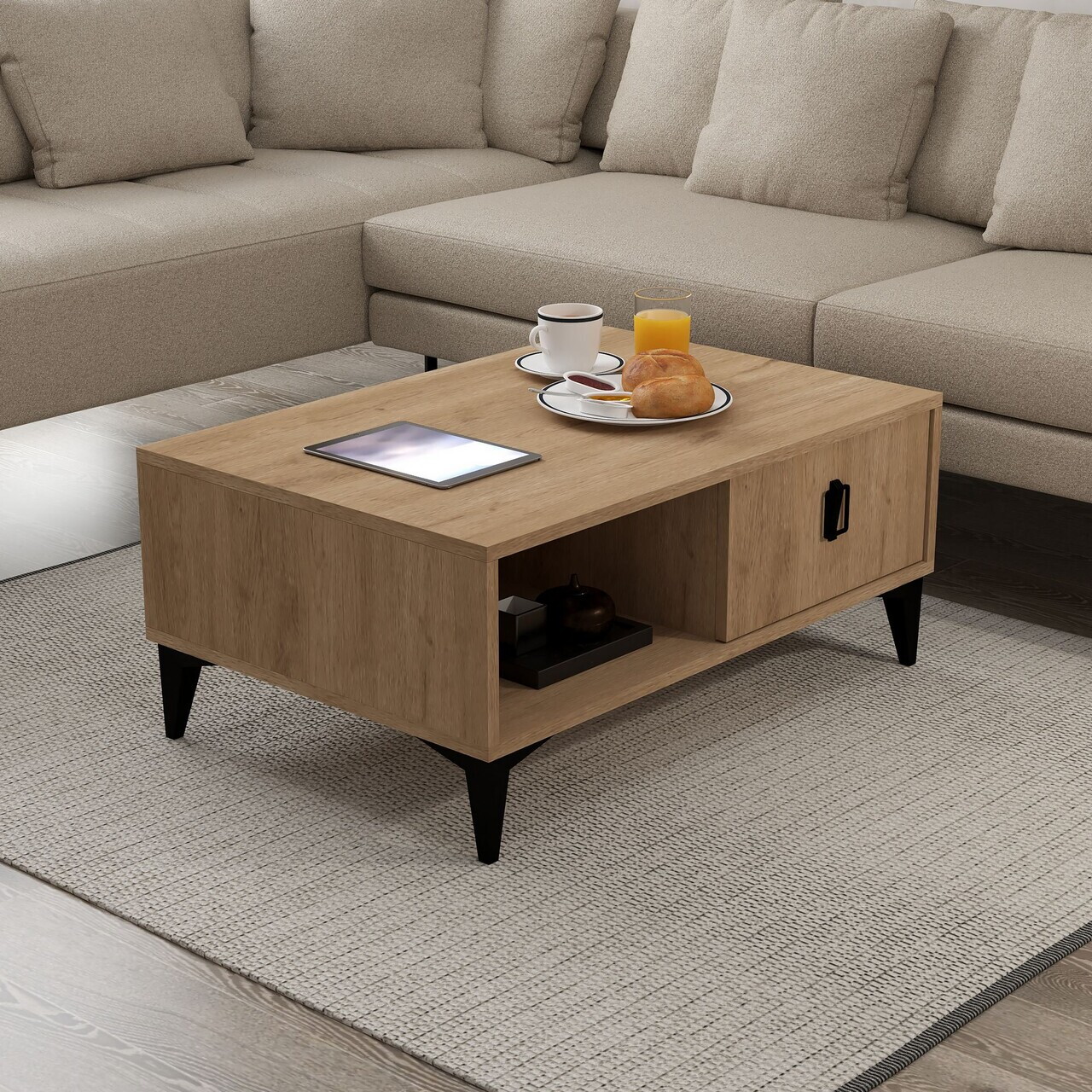 Masuta de cafea, Hanah Home, Deren 2006, 90x41.5x60 cm, PAL, Maro — imaginea 3