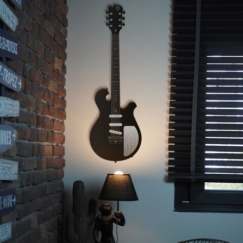 Decoratiune de perete, Electric Guitar, Dimensiune: 33 x 99 cm (1 bucată), Negru