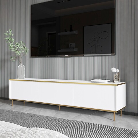 Comoda TV, Inarch, Imaj, 180x45.2x35 cm, PAL, Alb/Auriu