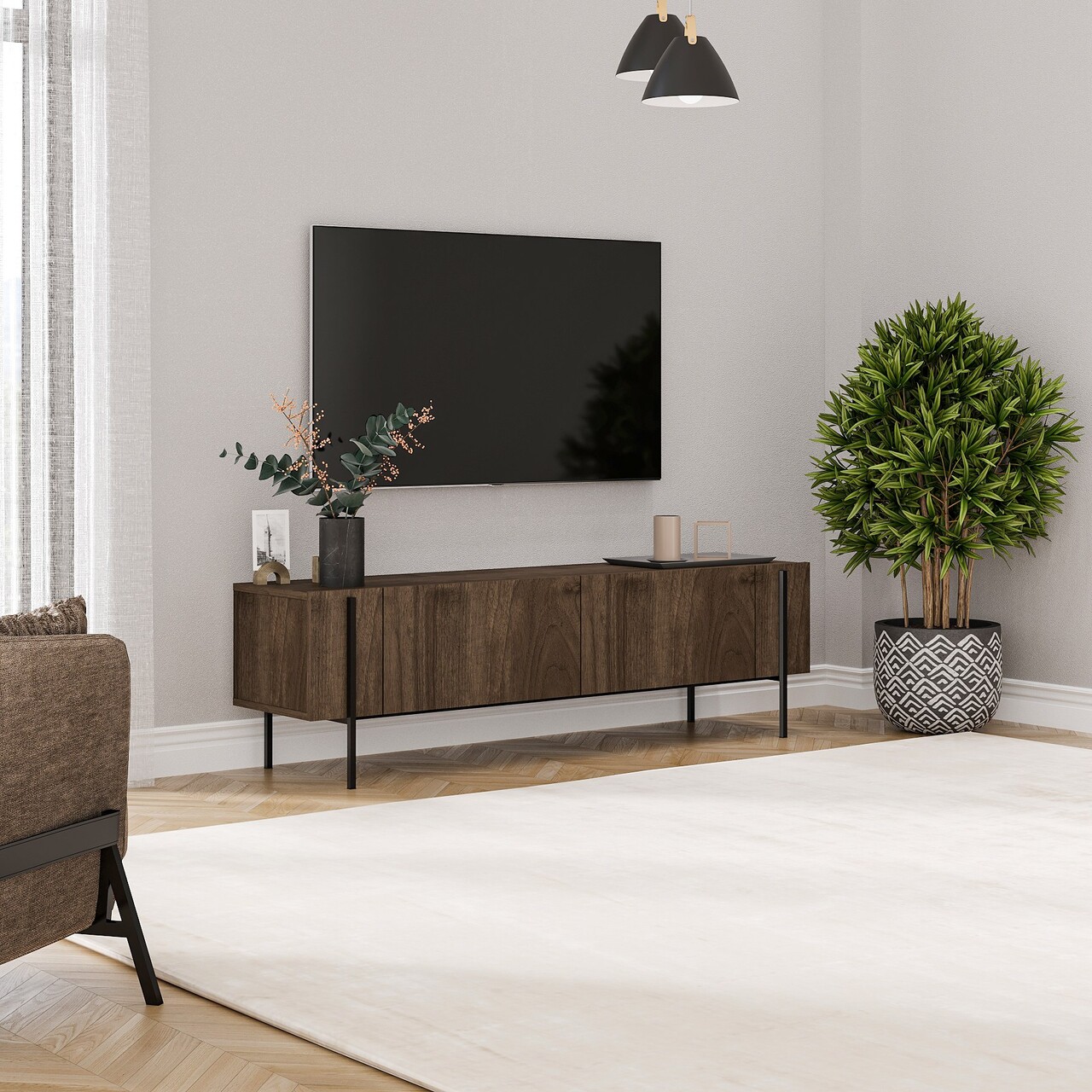 Comoda TV, Hanah Home, Herman, 160x45.6x31.4 cm, Maro - view 2