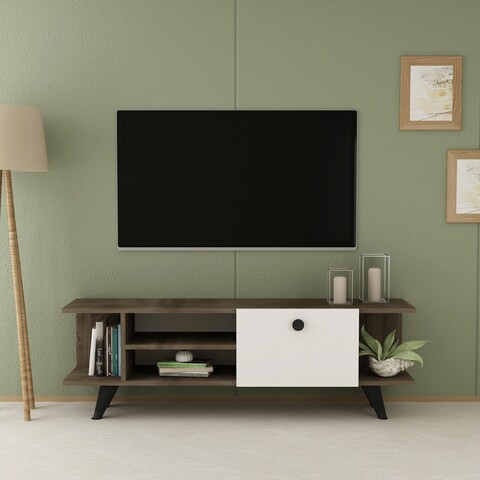 Comoda tv, olivia, İdil, 120x45x29.6 cm, pal, nuc / alb
