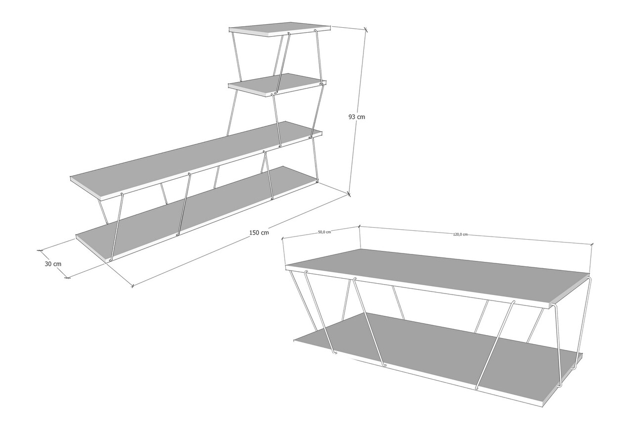 Set mobilier living, Kalune Design, Basak, PAL, Antracit / Negru