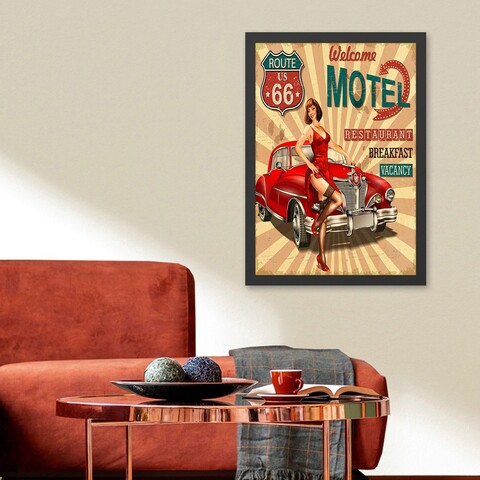 Tablou decorativ, Welcome Motel (55 x 75), MDF , Polistiren, Multicolor Colton