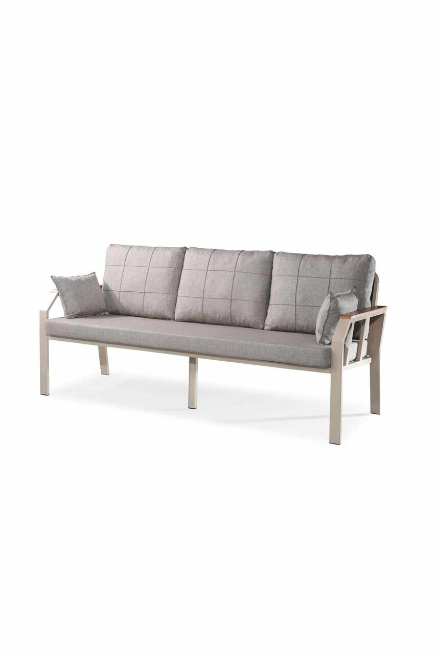 Set mobilier de gradina, Hanah Home, Nergiz 3+1+1, Metal, Maro - view 2
