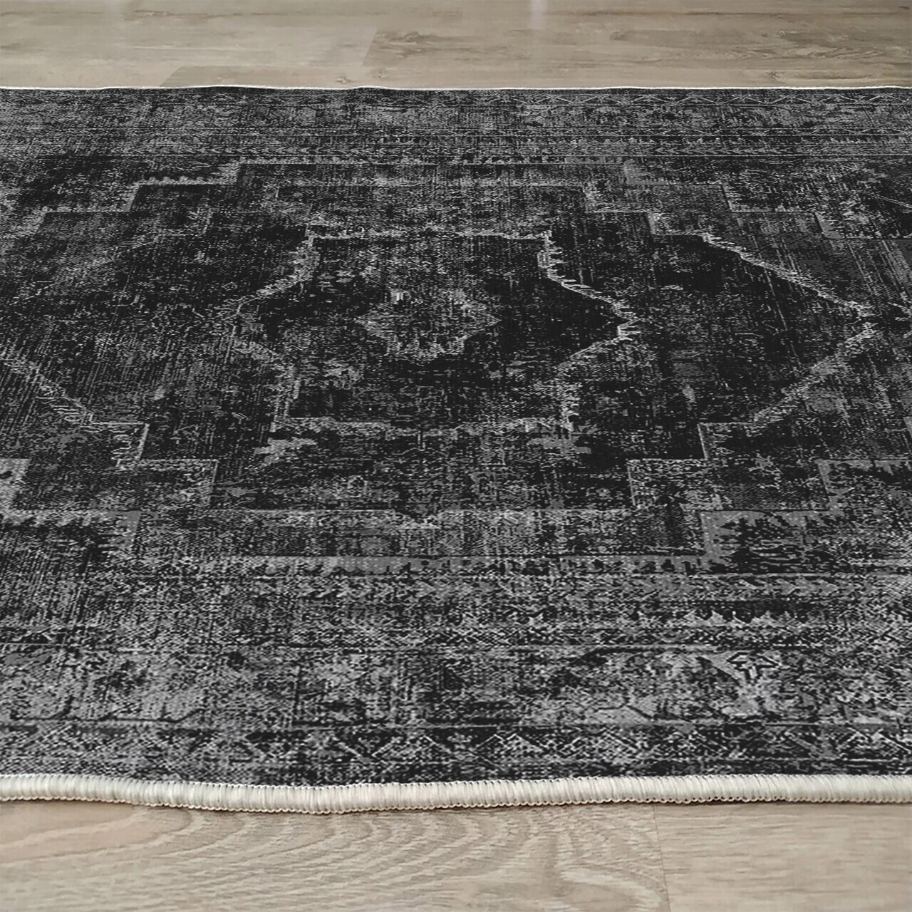 Covor, Woopamuk319, 100x200 cm, Bumbac/Poliester, Negru - view 5