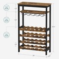 Dulap pentru sticle de vin Vasagle, 24 sticle, 66 x 30 x 100 cm, MDF/bambus/otel, maro rustic