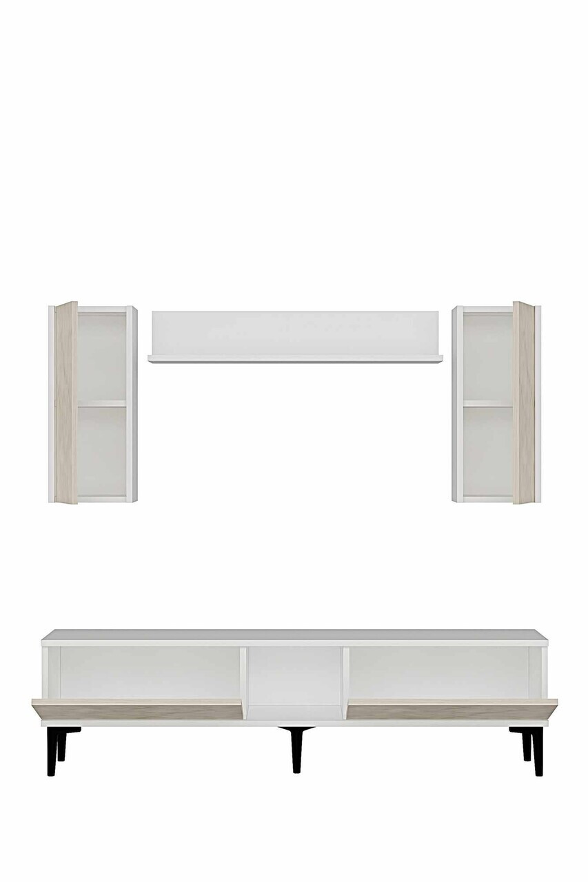 Comoda TV, Hanah Home, Didema 150, 150x40.5x30 cm, Alb / Travertin — imaginea 6
