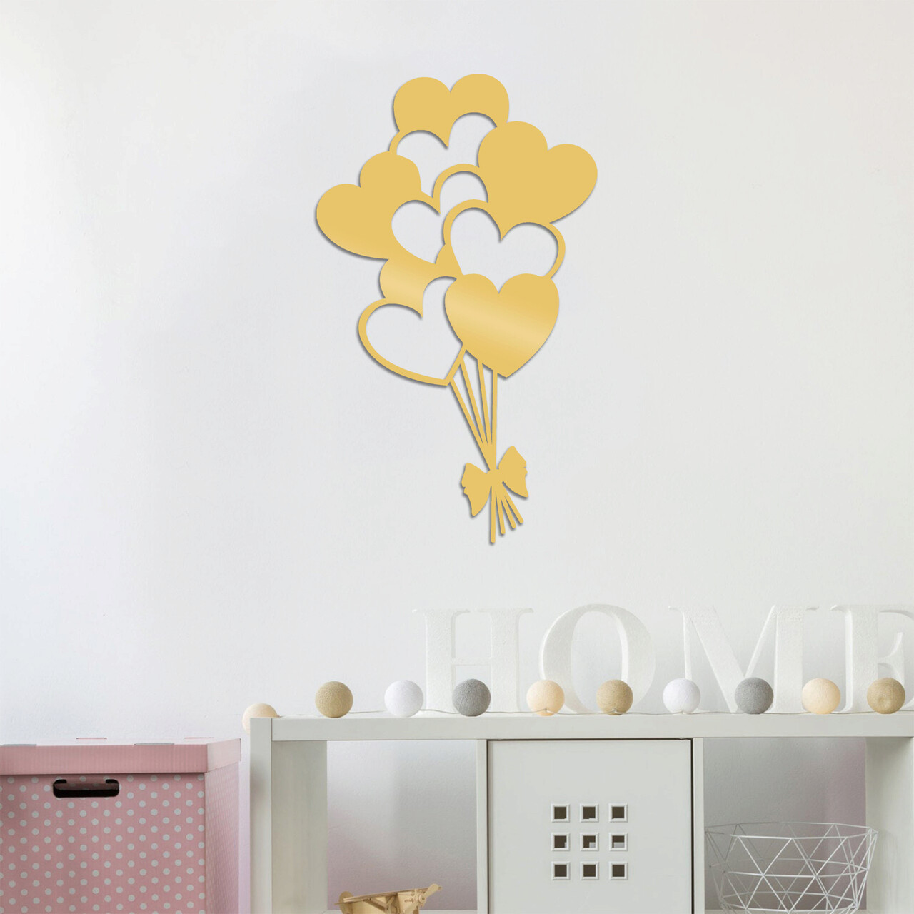 Decoratiune de perete, Balloons, Dimensiune: 21 x 35 cm, Auriu
