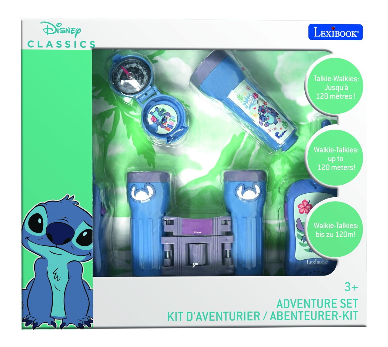 Set de aventura cu statii emisie-receptie Stitch, LEXIBOOK, albastru - imagine 5
