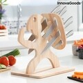 Set de cutite cu suport din lemn Spartan InnovaGoods 7 piese, inox/lemn