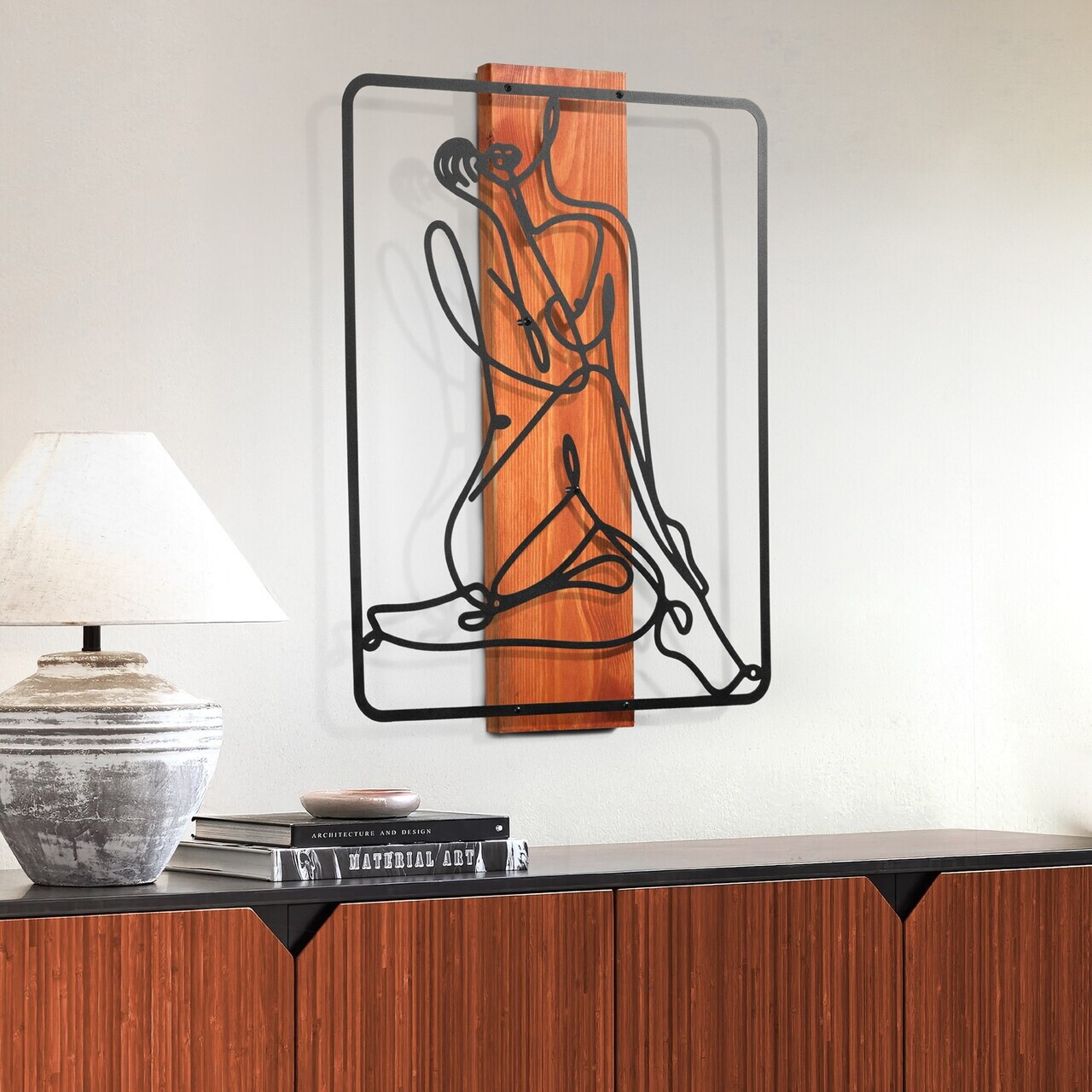 Decoratiune de perete, Muse, Cadru: Lemn (Grosime: 2 cm), Roșu/Negru — imaginea 5