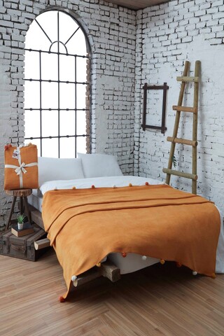 Patura Double, Pom Pom - Mustard, Dolce Bonita Home, 60% bumbac/30% acril/10% poliester