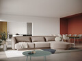 Coltar dreapta 4 locuri, Tulum, Cosmopolitan Design, 255x156x70 cm, catifea, bej