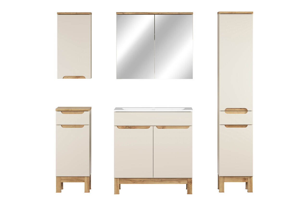 Set mobilier baie Bali Cashmere Sky 80 cm, dulapuri, masca cu lavoar si cabinet cu oglinda, Comad, MDF/PAL, casmir - view 3