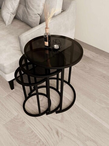 Set masute 3 piese, Hanah Home, Milas 3, Negru / Fume