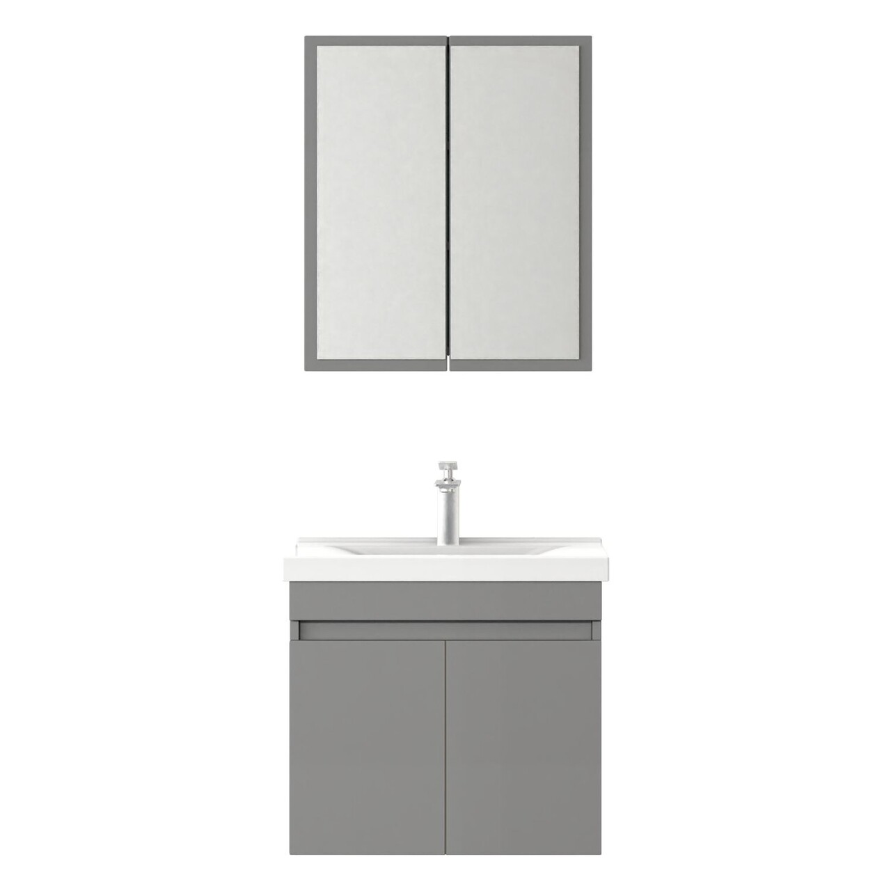 Set mobilier de baie (2 piese), Hanah Home, Foresta 65, Gri Mat - view 5
