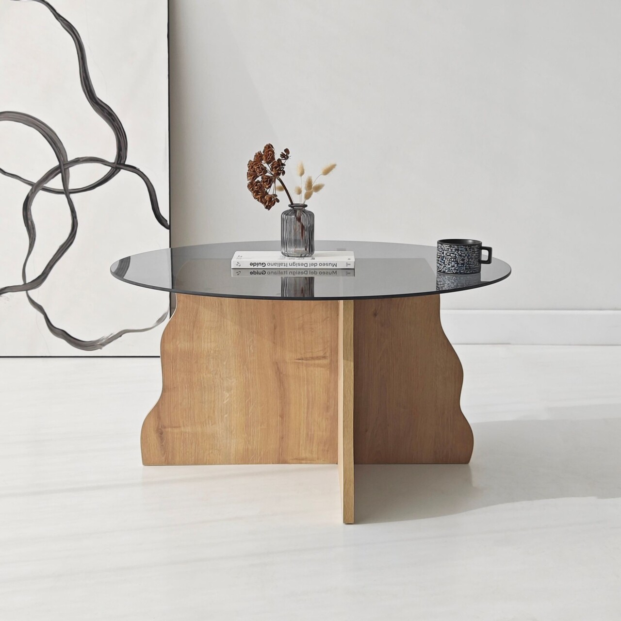 Masuta de cafea, Hanah Home, Butterfly, 75x40x75 cm, Stejar Safir / Fume - view 3