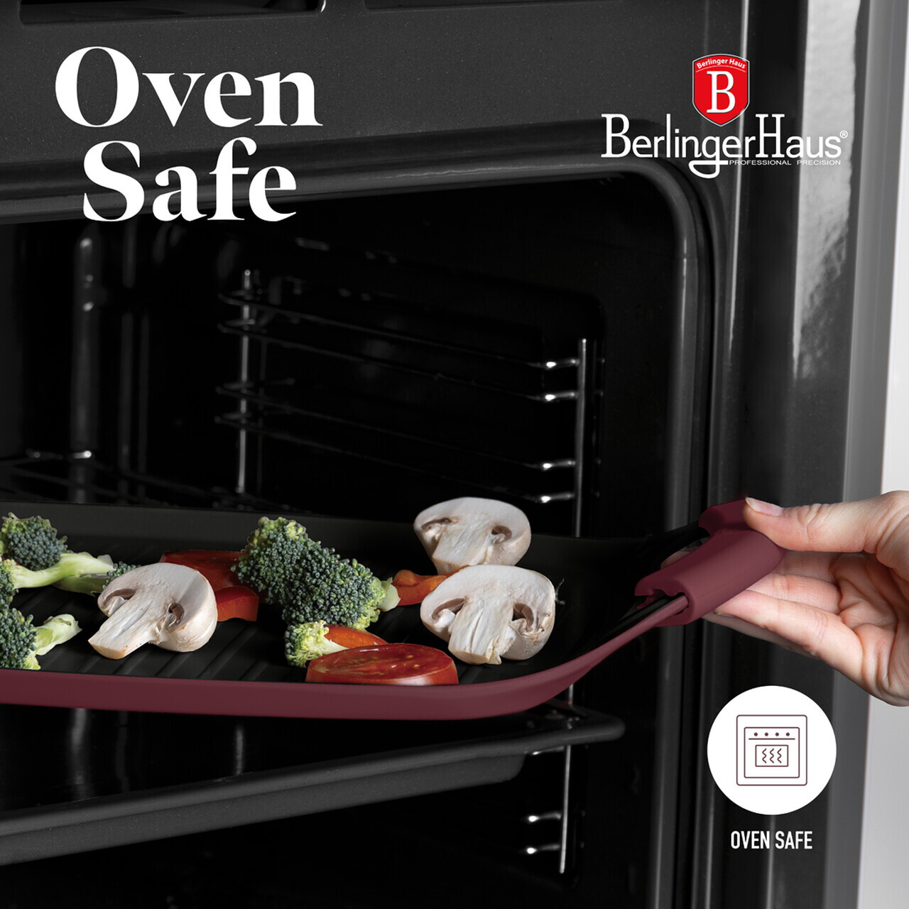 Tava grill Berlinger Haus, Leonardo, 47x29 cm, aluminiu forjat, visiniu mat - imagine 9