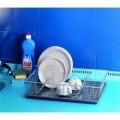 Scurgator de vase + tava scurgere, Colonia Plus, Metaltex, 30 x 48 cm, metal/invelit in polytherm, argintiu/alb