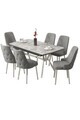Set masa extensibila si scaune (7 piese), Hanah Home, Nis, Gri/Crom