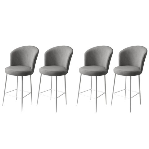 Set scaune  de bar 4 piese, Charlotte, Fora, Metal, Gri/Alb
