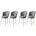 Set scaune  de bar 4 piese, Charlotte, Fora, Metal, Gri/Alb