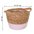 Cos pentru depozitare, Creaciones Meng, 16x19 cm, stuf/hartie impletita, natural/roz