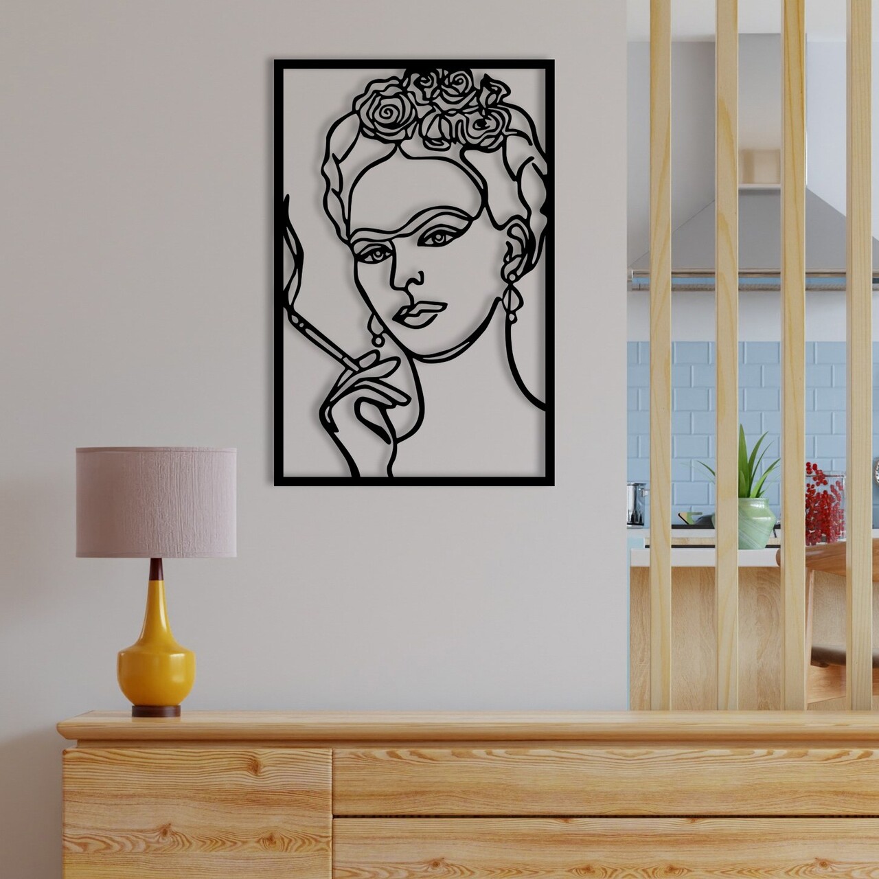 Decoratiune de perete, Kahlo, Dimensiuni: 34 x 52 cm, Negru - view 3