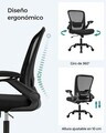 Scaun de birou, Songmics, ergonomic, suport lombar si functie de balansare, 60x64x103-110 cm, 120 kg, negru cerneala