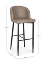 Scaun de bar Chris, Bizzotto, piele ecologica, 47x52x105 cm, grej