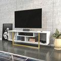 Comoda TV, Retricy, Asal 120, 120x35.2x40.2 cm, PAL, Aur/Alb