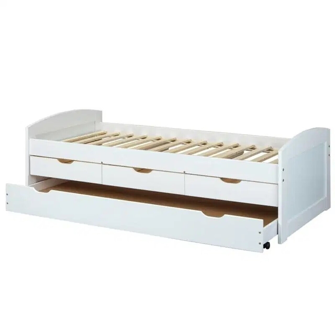 Pat multifunctional pentru o persoana, 90x190 cm, Ulli, Inter Link, lemn, alb - imagine 11