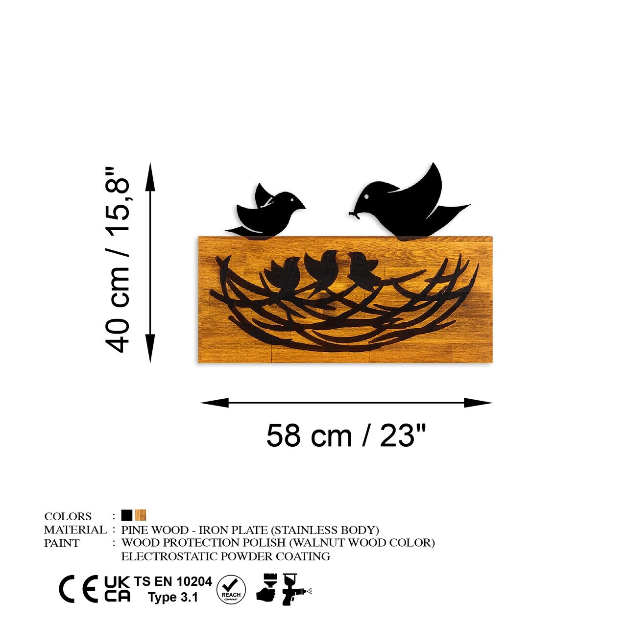 Decoratiune de perete, Family, Lățime: 58 cm Înălțime: 40 cm Adâncime: 3 cm, Nuc / Negru — imaginea 7