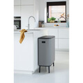 Cos de gunoi cu soft touch, Brabantia, Bo Touch Mineral, 60 L, 31.2x54.5x81.5 cm, otel, gri