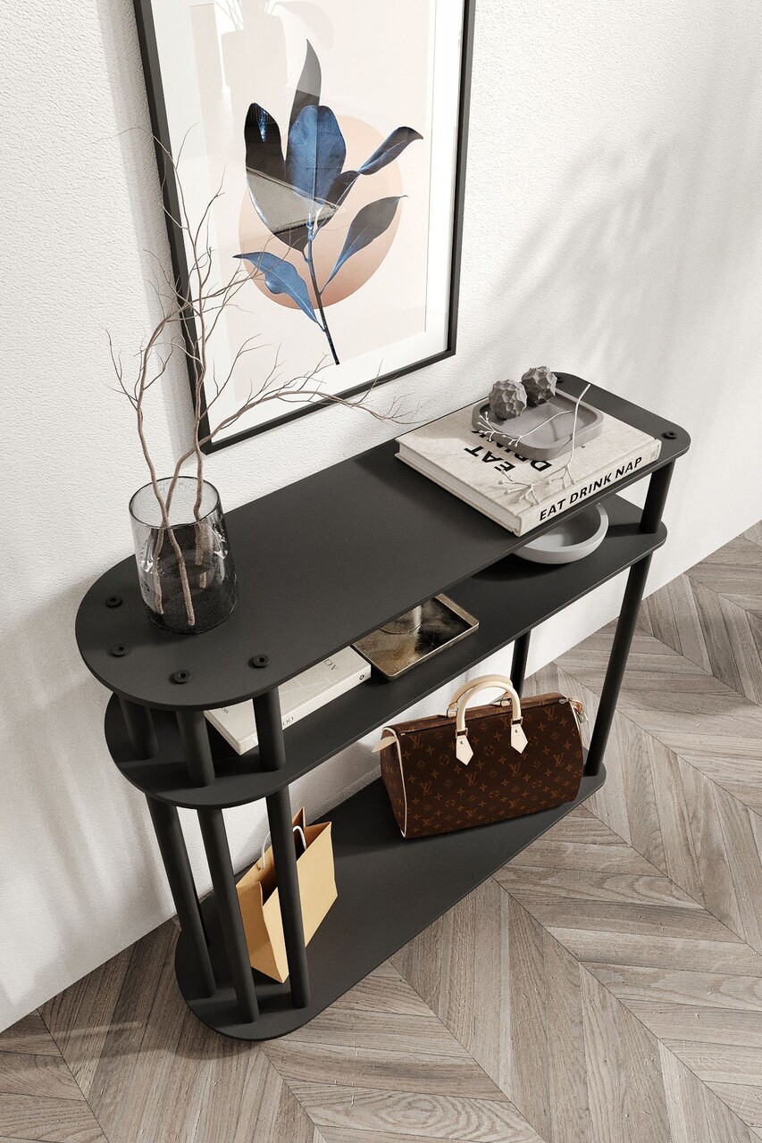 Dulap, Hanah Home, Caprio, 90x30x84 cm, MDF , Negru