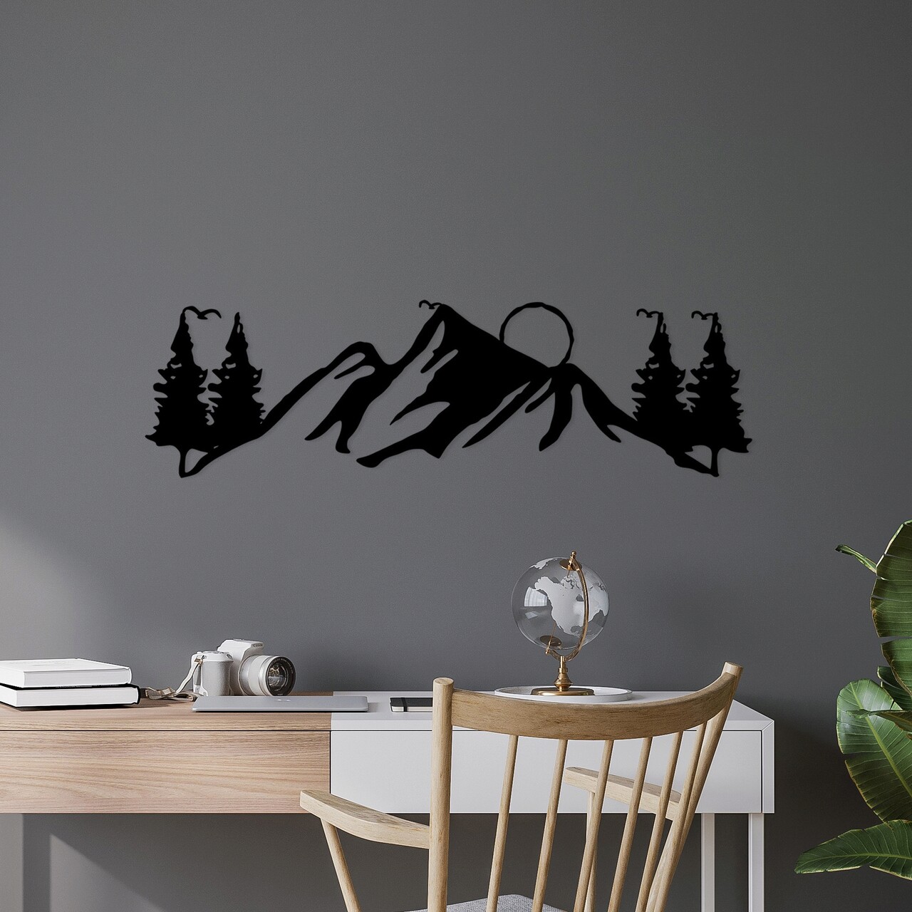 Decoratiune de perete, Landscape 3, Metal, 70 x 20 cm, Negru - 2 | YEO