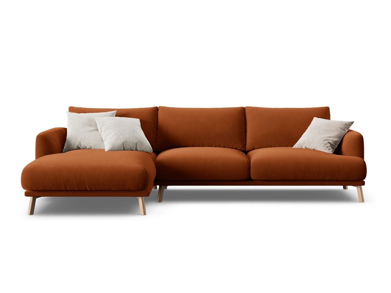 Coltar stanga 4 locuri, Naomi, Micadoni Home, 285x170x75 cm, catifea, teracota