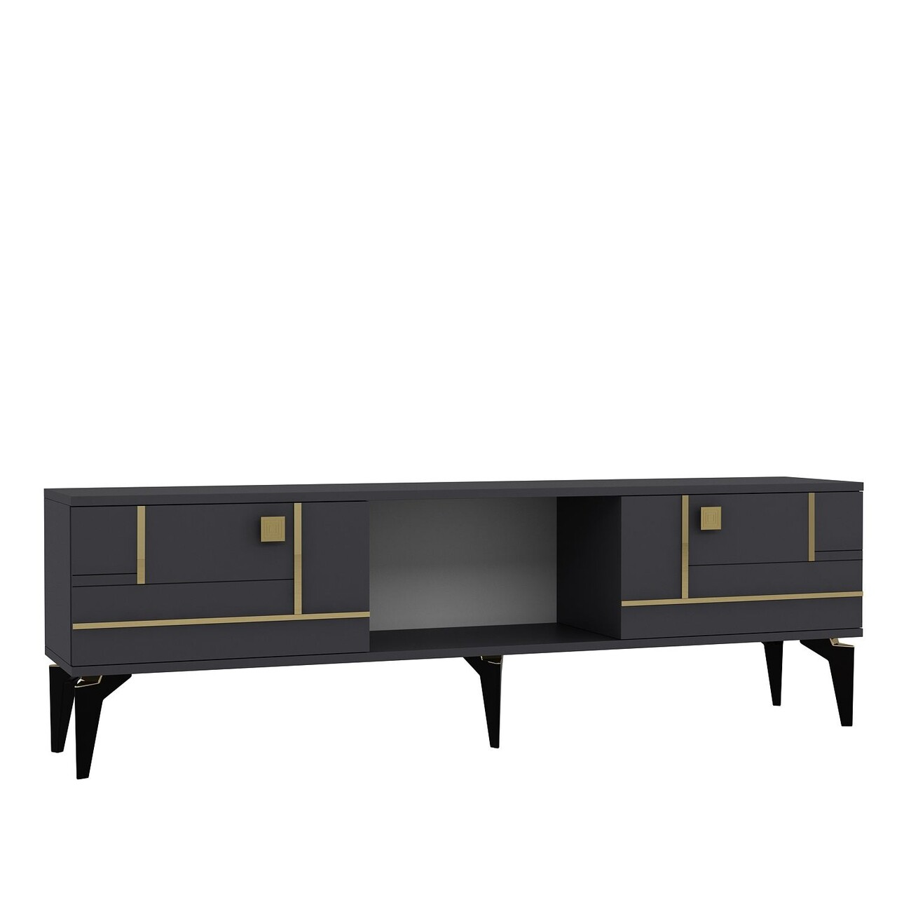 Comoda TV, Olivia, Madera, Antracit / Aur - 3 | YEO
