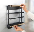 Organizator bucatarie, Wenko, Magna, 33 x 8 x 34 cm, metal/bambus, natur/negru