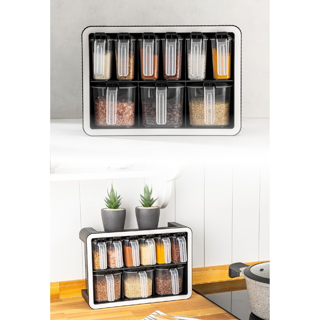 Set recipiente pentru condimente, Hermia, 964FRM5627, Dimensiune: 4,5 x 10 x 8,7 cm / 250 ml (6 bucăți), Antracit - imagine 2
