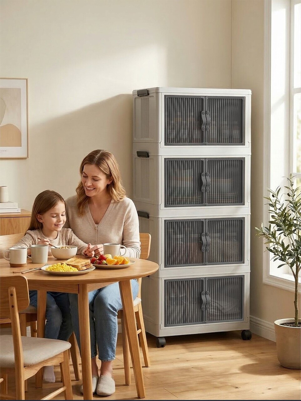 Dulap multifunctional, Hanah Home, Lavine 127, 56x127x56 cm, PLASTIC, Alb — imaginea 2