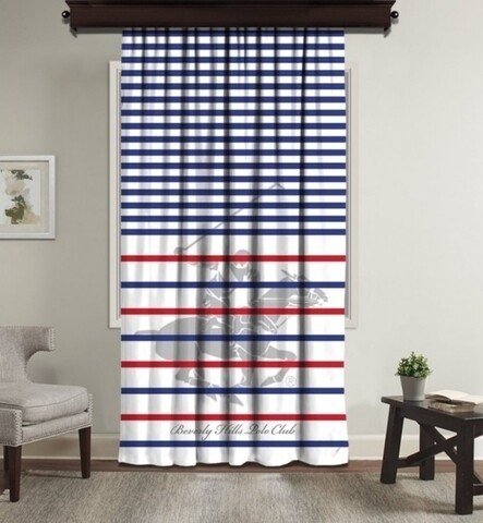 Draperie Beverly Hills Polo Club, 140x260 cm, 100% poliester, alb/albastru/rosu