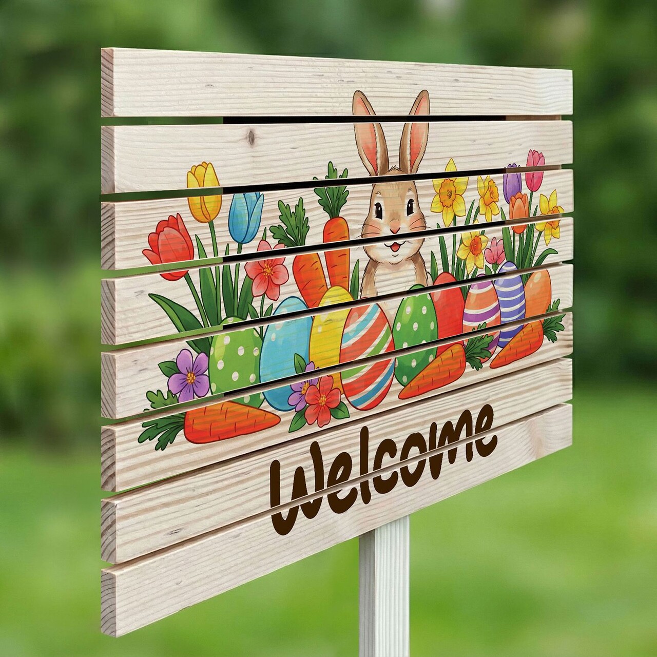 Semn de curte, Spring Garden Bunny, 58x38 cm, Multicolor - imagine 2