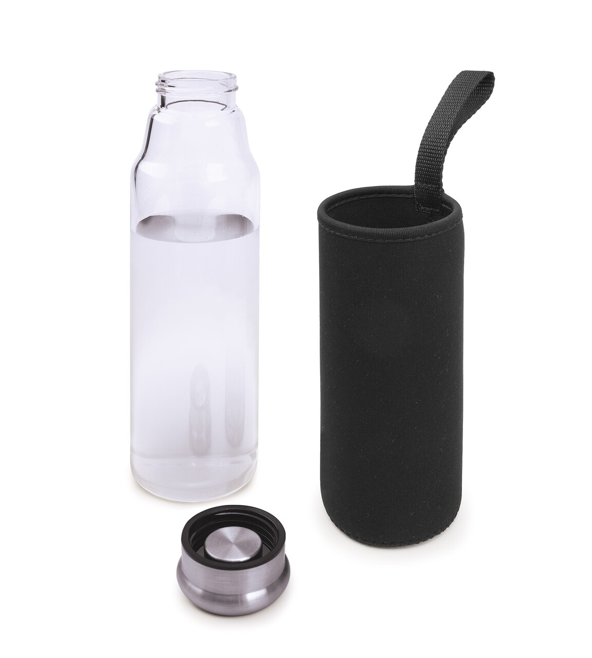 Sticla Cu Husa Termoizolanta, Iris Barcelona, 550 Ml, Sticla Borosilicata/neopren, Negru