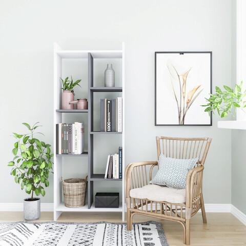 Corp biblioteca, Colman, Eden, 63.2x25x160 cm, Alb / Antracit Colman