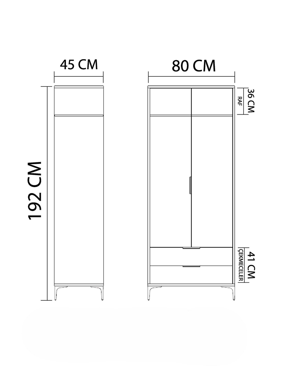 Dulap pentru haine, Hanah Home, Aden Drawes, 80x192x45 cm, Stejar / Alb - view 5